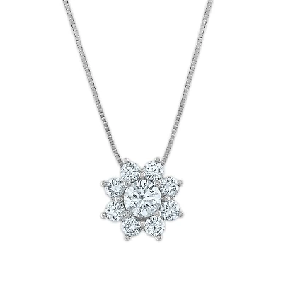 Signature EcoLove 3/4 CTW Lab Grown Diamond Fashion Flower Shaped 18-inch Pendant in 14KT White Gold