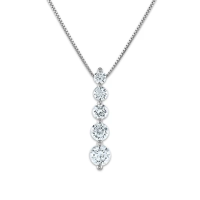 Signature EcoLove 1 CTW Lab Grown Diamond 5 Stone 18-inch Pendant in 14KT White Gold