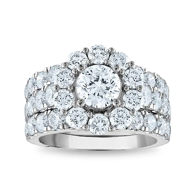 Signature EcoLove Diamond Dreams 5 CTW Lab Grown Diamond Halo Bridal Set Ring in 14KT White Gold