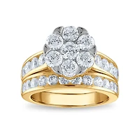 Signature EcoLove 3 CTW Lab Grown Diamond Cluster Bridal Set Ring in 14KT Yellow Gold