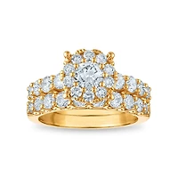 Signature EcoLove 2-1/4 CTW Lab Grown Diamond Halo Bridal Set Ring in 14KT Yellow Gold