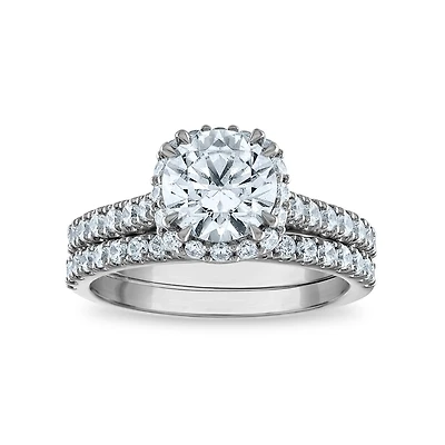 Signature EcoLove 2-1/5 CTW Lab Grown Diamond Halo Bridal Set in 14KT White Gold