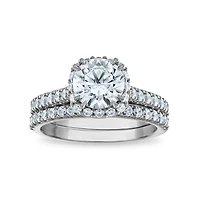 Signature EcoLove 2-1/5 CTW Lab Grown Diamond Halo Bridal Set in 14KT White Gold