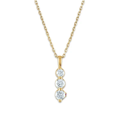 LoveSong EcoLove 3/4 CTW Lab Grown Diamond Three Stone 18-inch Pendant in 10KT Yellow Gold