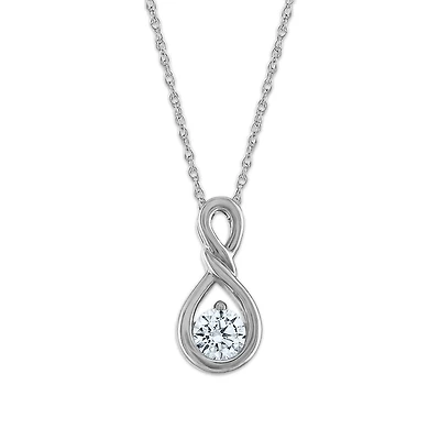 LoveSong EcoLove 1/4 CTW Lab Grown Diamond Infinity 18-inch Pendant in 10KT White Gold