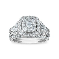 LoveSong EcoLove 1-3/8 CTW Lab Grown Diamond Halo Bridal Set in 10KT White Gold