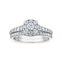 LoveSong EcoLove 9/10 CTW Lab Grown Diamond Halo Bridal Set in 10KT White Gold