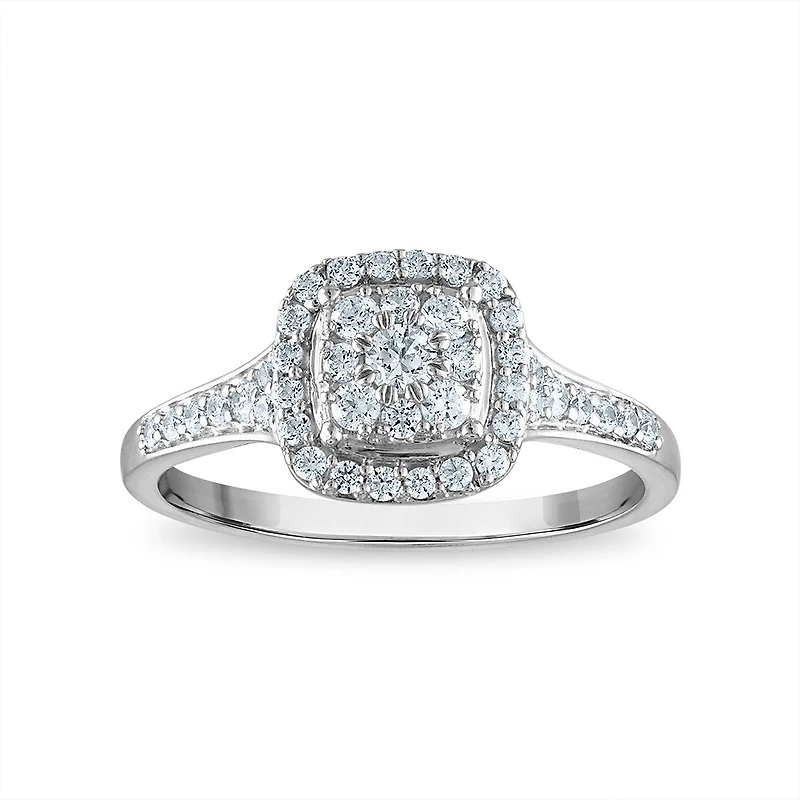 LoveSong EcoLove 1/2 CTW Lab Grown Diamond Halo Engagement Ring in 10KT White Gold