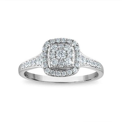 LoveSong EcoLove 1/2 CTW Lab Grown Diamond Halo Engagement Ring in 10KT White Gold