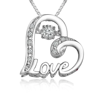 LoveSong 1/10 CTW Natural Diamond Dancing 18-inch Pendant in Sterling Silver