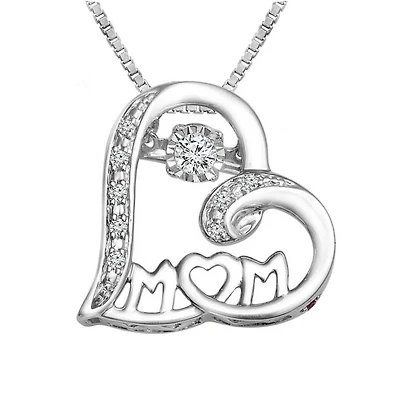 LoveSong 1/10 CTW Natural Diamond Mom 18-inch Pendant in Sterling Silver