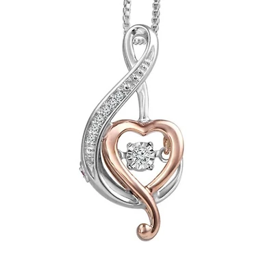 LoveSong 1/16 CTW Natural Diamond Music Note 18-inch Pendant in Sterling Silver