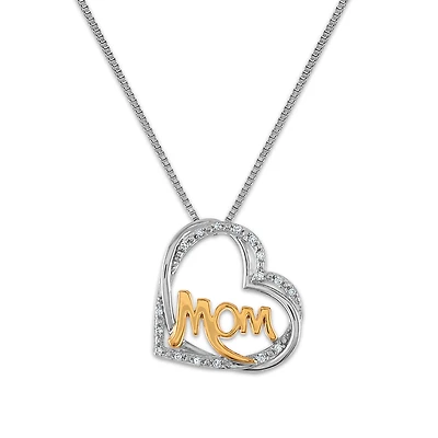 LoveSong 1/20 CTW Natural Diamond 18-inch Mom Pendant in Sterling Silver