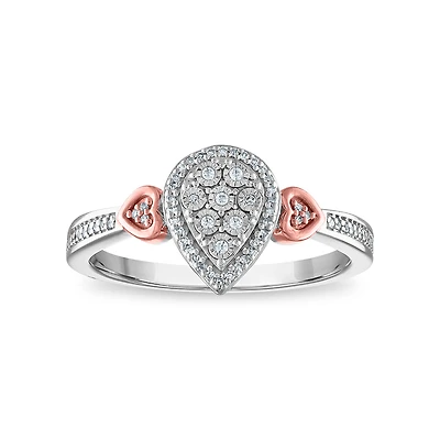 LoveSong 1/10 CTW Natural Diamond Promise Ring in Sterling Silver