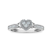 LoveSong 1/4 CTW Natural Diamond Promise Heart Halo Ring in 10KT White Gold
