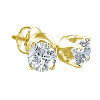 Royale 1/2 CTW Natural Diamond Solitaire Stud Earrings in 14KT Yellow Gold