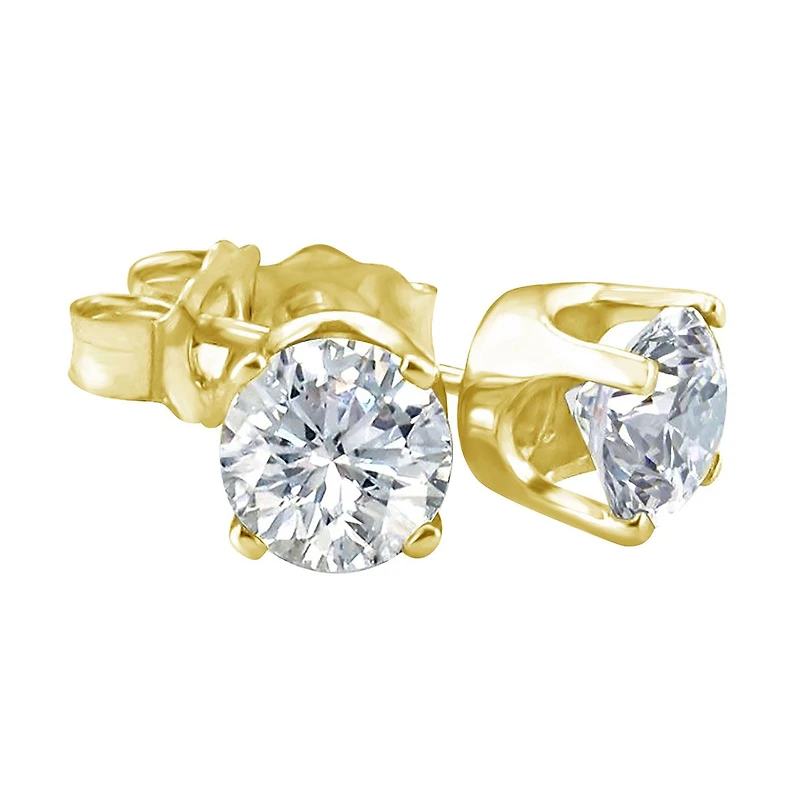 Premiere 1/10 CTW Natural Diamond Solitaire Stud Earrings in 14KT Yellow Gold