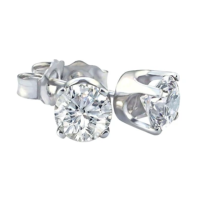 Premiere 1/10 CTW Natural Diamond Solitaire Stud Earrings in 14KT White Gold