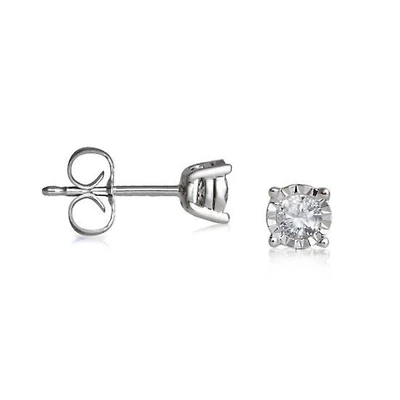 1/5 CTW Natural Diamond Illusion Set Stud Earrings in Sterling Silver