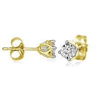 1/4 CTW Natural Diamond Solitaire Illusion Set Stud Earrings in 10KT Yellow Gold