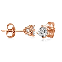 1/4 CTW Natural Diamond Solitaire Illusion Set Stud Earrings in 10KT Rose Gold
