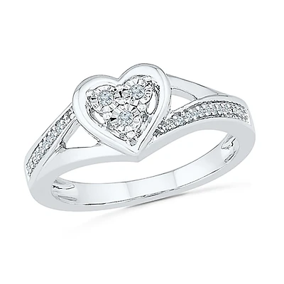 1/5 CTW Natural Diamond Heart Ring in Sterling Silver