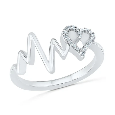 1/12 CTW Natural Diamond Heart Ring in Sterling Silver