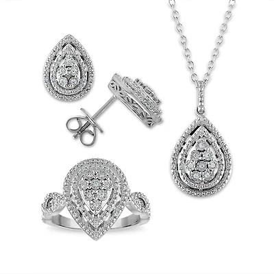 1/3 CTW Natural Diamond Box Set in Sterling Silver