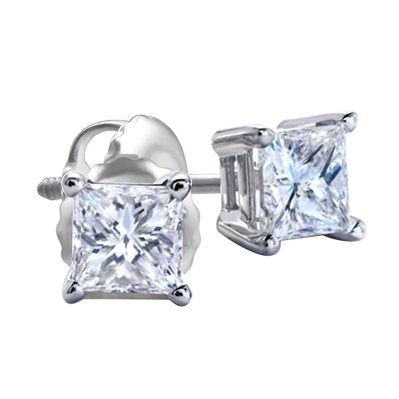 Royale 1/2 CTW Natural Diamond Solitaire Stud Earrings in 14KT White Gold
