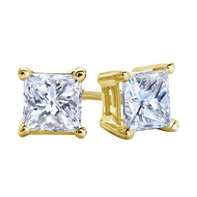 Premiere 1/10 CTW Natural Diamond Solitaire Stud Earrings in 14KT Yellow Gold