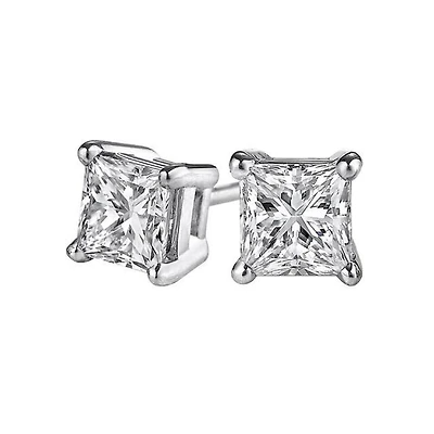 Premiere 1/10 CTW Natural Diamond Solitaire Stud Earrings in 14KT White Gold