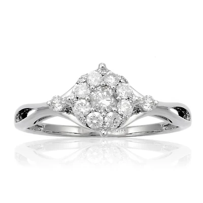 1/2 CTW Natural Diamond Ring in 14KT White Gold