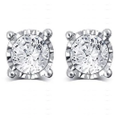 3/4 CTW Natural Diamond Illusion Set Stud Earrings in 14KT White Gold