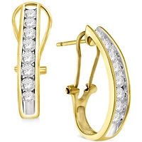 1 CTW Natural Diamond Hoop Earrings in 10KT Yellow Gold
