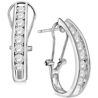 1 CTW Natural Diamond Hoop Earrings in 10KT White Gold