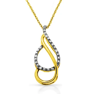 Diamond Accent Fashion Swirl 18-inch Pendant in Gold Plated Sterling Silver