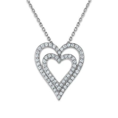 1/2 CTW Natural Diamond Heart 18-inch Pendant in 10KT White Gold