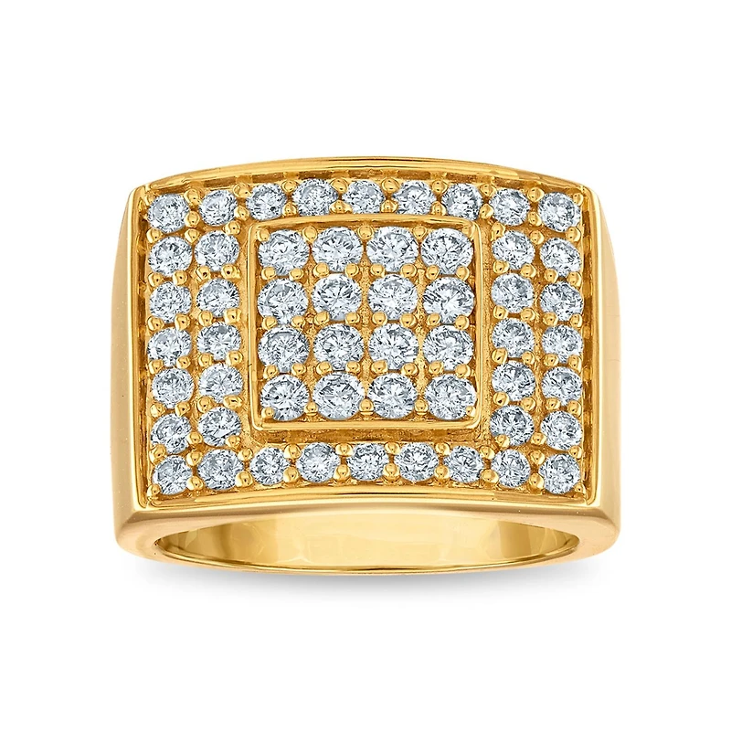 2 CTW Natural Diamond Halo Cluster Ring in 14KT Yellow Gold