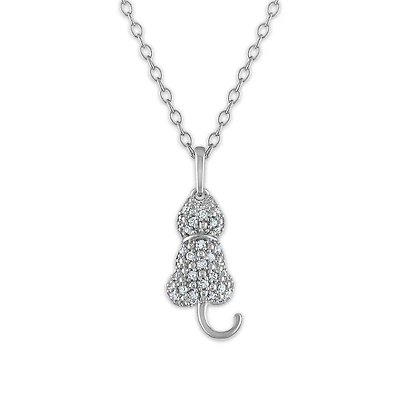1/10 CTW Natural Diamond 18-inch Cat Pendant in Sterling Silver