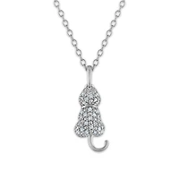 1/10 CTW Natural Diamond 18-inch Cat Pendant in Sterling Silver