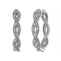 1/4 CTW Natural Diamond Twist Hoop Earrings in Sterling Silver