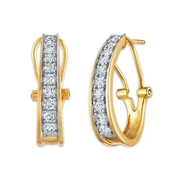 1 CTW Natural Diamond Hoop Earrings in 10KT Yellow Gold