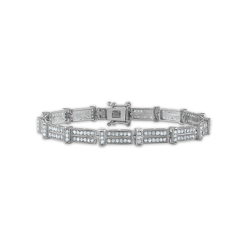 2 CTW Natural Diamond 7-inch Tennis Bracelet in Rhodium Plated Sterling Silver