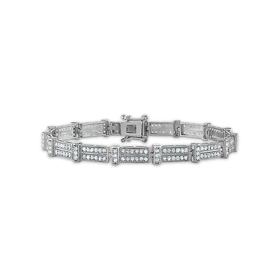 2 CTW Natural Diamond 7-inch Tennis Bracelet in Rhodium Plated Sterling Silver