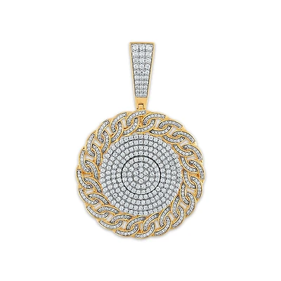 2-1/2 CTW Natural Diamond Miami Cuban Link Medal 18-inch Pendant in 10KT Yellow Gold. Chain not Included