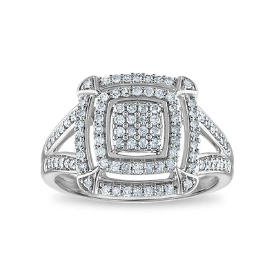 1/2 CTW Natural Diamond Fashion Ring in Rhodium Plated Sterling Silver