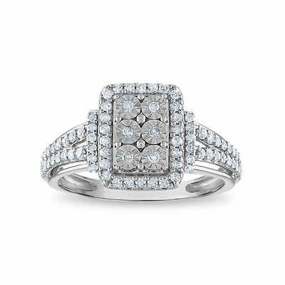 1/2 CTW Natural Diamond Fashion Ring in Rhodium Plated Sterling Silver