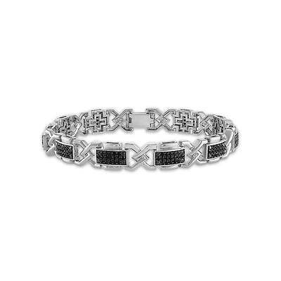 2 CTW Black Natural Diamond 8.5-inch Bracelet in Sterling Silver