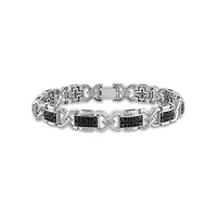 2 CTW Black Natural Diamond 8.5-inch Bracelet in Sterling Silver