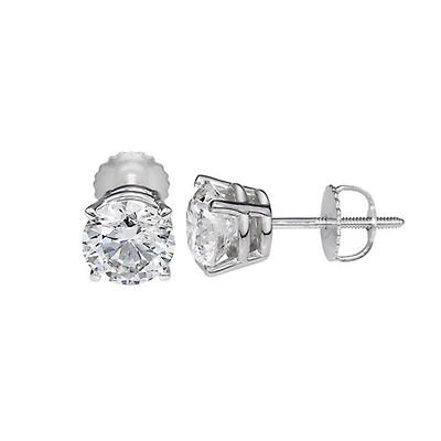 Signature Certificate EcoLove 1-1/4 CTW Round Lab Grown Diamond Solitaire Stud Earrings in 14KT White Gold